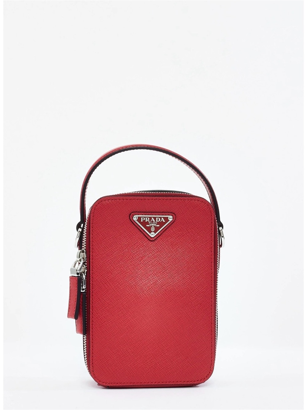 Prada Red Saffiano Mini Top-Handle Pouch